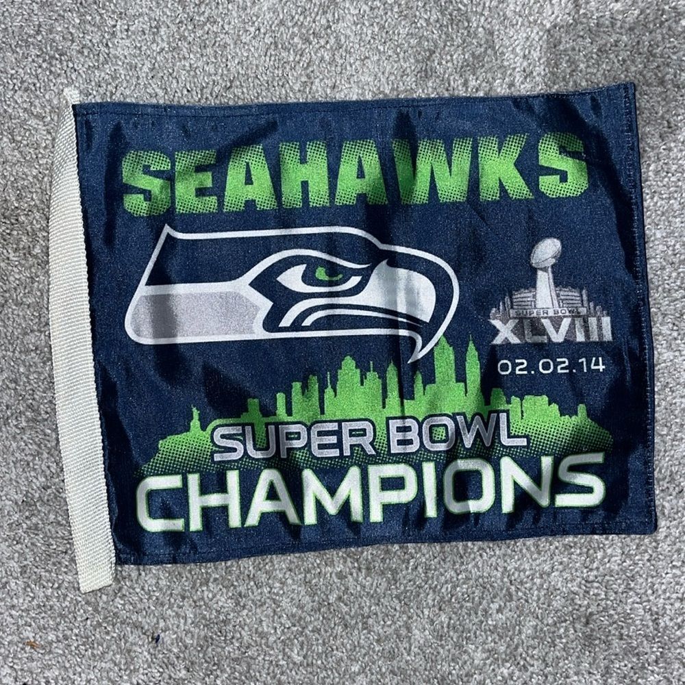 SEATTLE SEAHAWKS‎ LOGO blue Super Bowl 11X14 CAR flag Rico GENUINE NFL Licensed